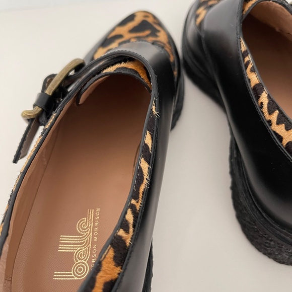 Belle by Sigerson Morrison Leopard and Leather creepers pointy toe flats loafers - Picture 10 of 13